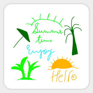 yellow blue green summer time background Sticker